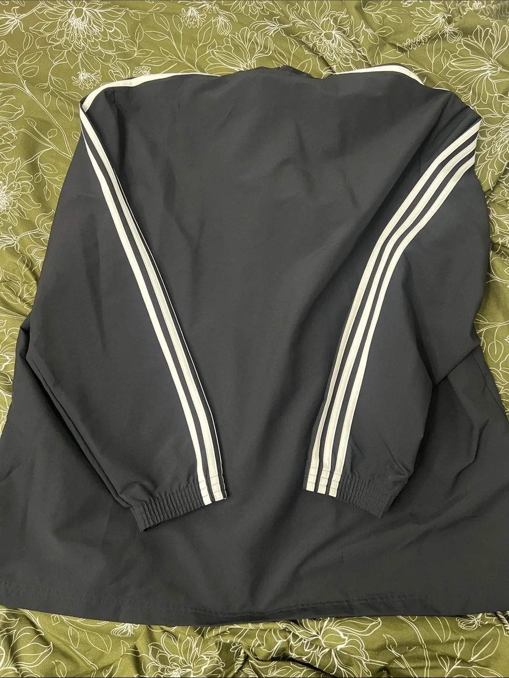 adidas Black Hooded Windbreaker with White Three-Stripes
